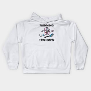 Running is my Therapy (Cartoon Art) Kids Hoodie